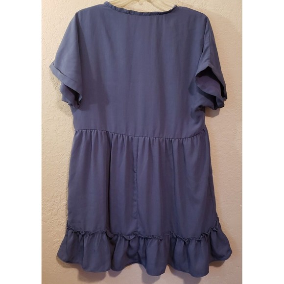 Wishlist Women's Blue Baby Doll Dress Size M/L Short Sleeve Ruffle - Picture 6 of 8